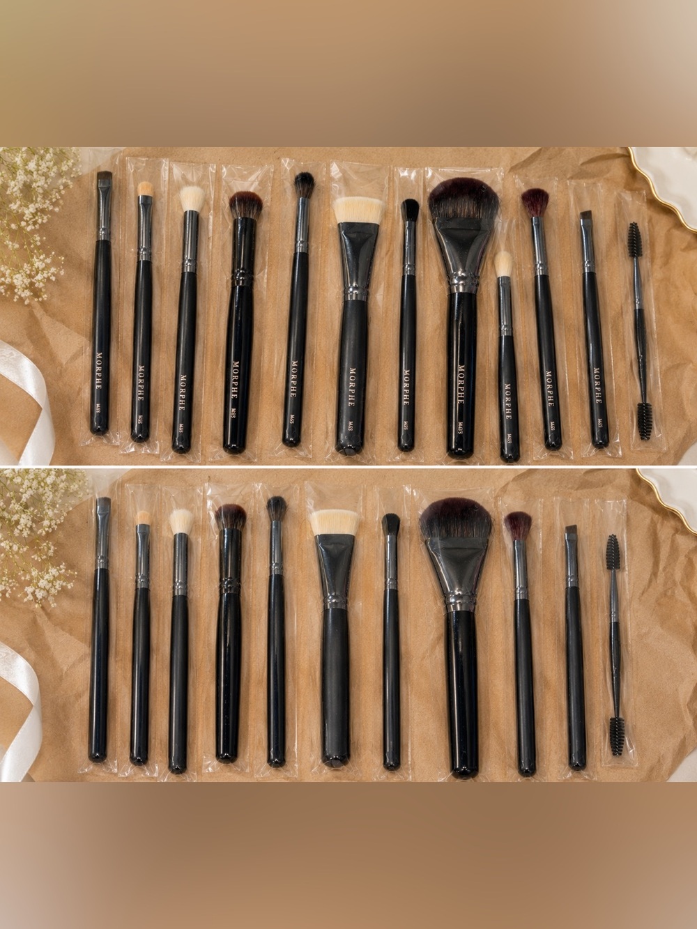 Morphe Black & Cream Professional Brush Set - Women Makeup